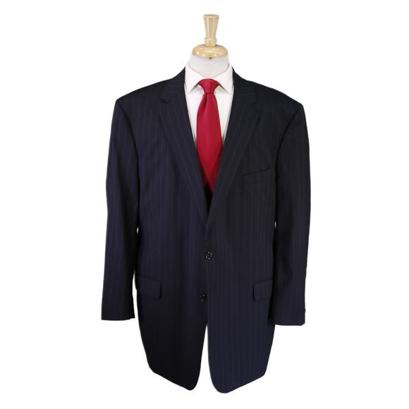Jos A Bank Signature Navy Blue Pinstripe 2-Btn Wool Suit 50R - Picture 1 of 8